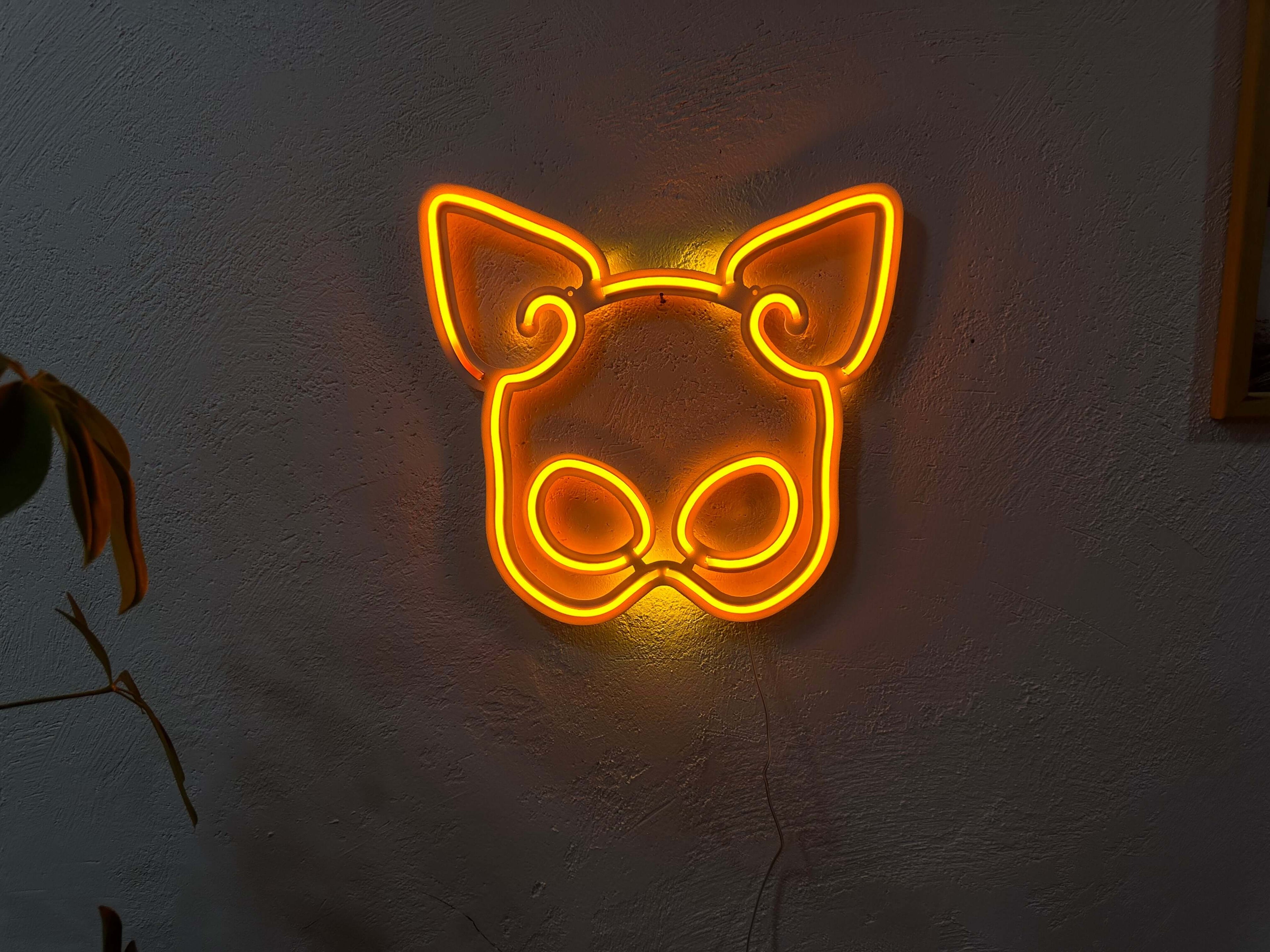 Latex Mask Neon Metal Sign