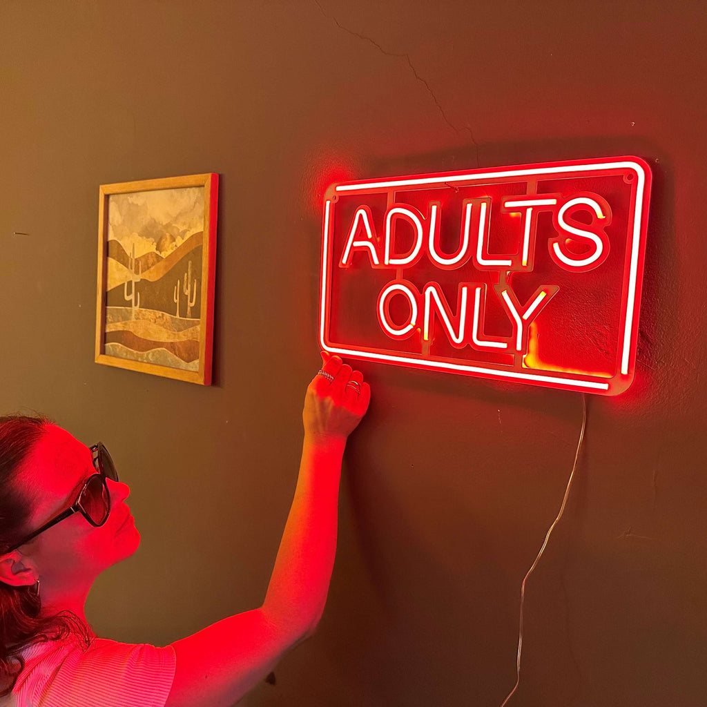 Adults Only Neon Metal Sign