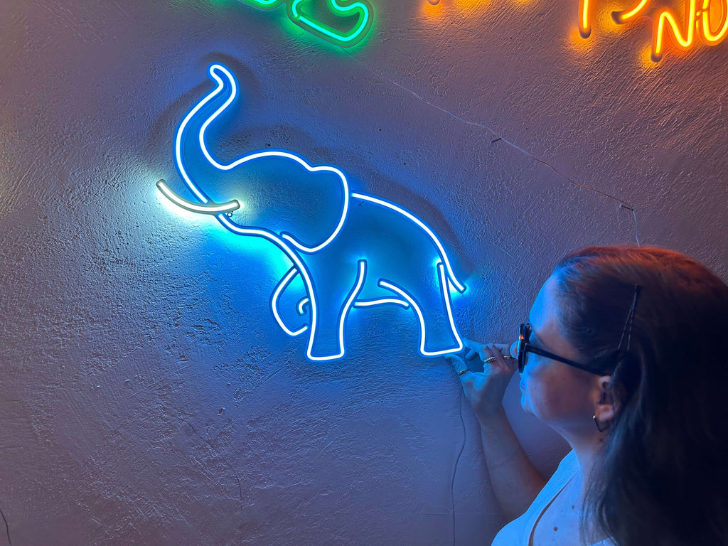 Elephant Neon Sign, Neon Metal Wall Art