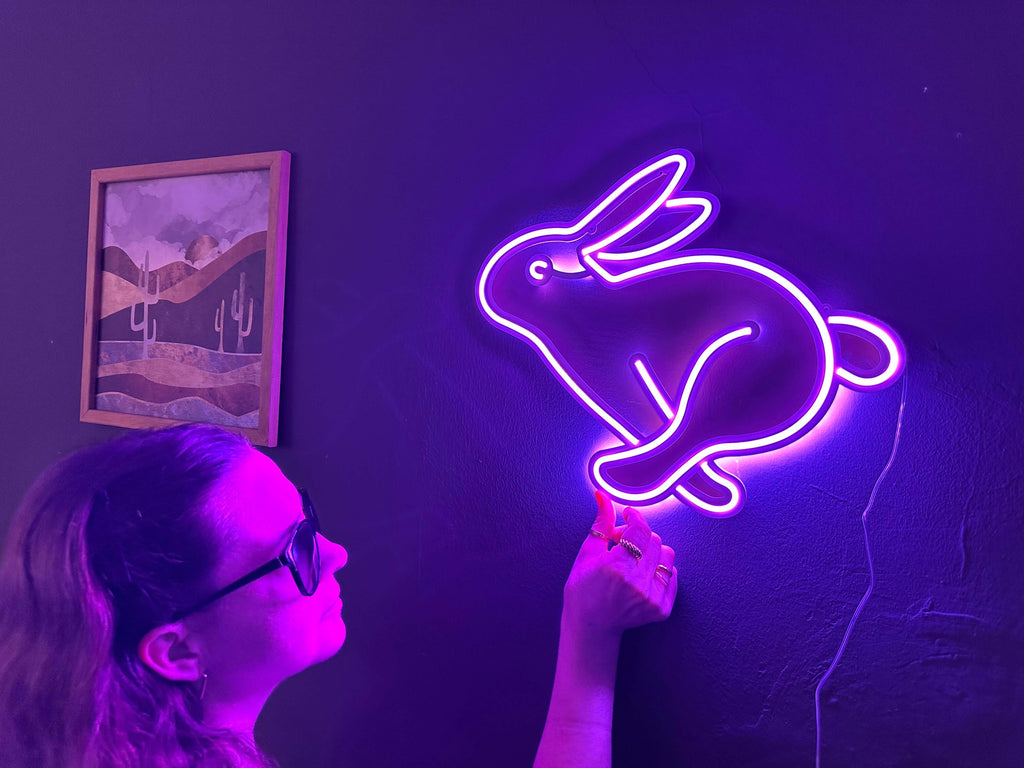 Rabbit Neon Metal Sign
