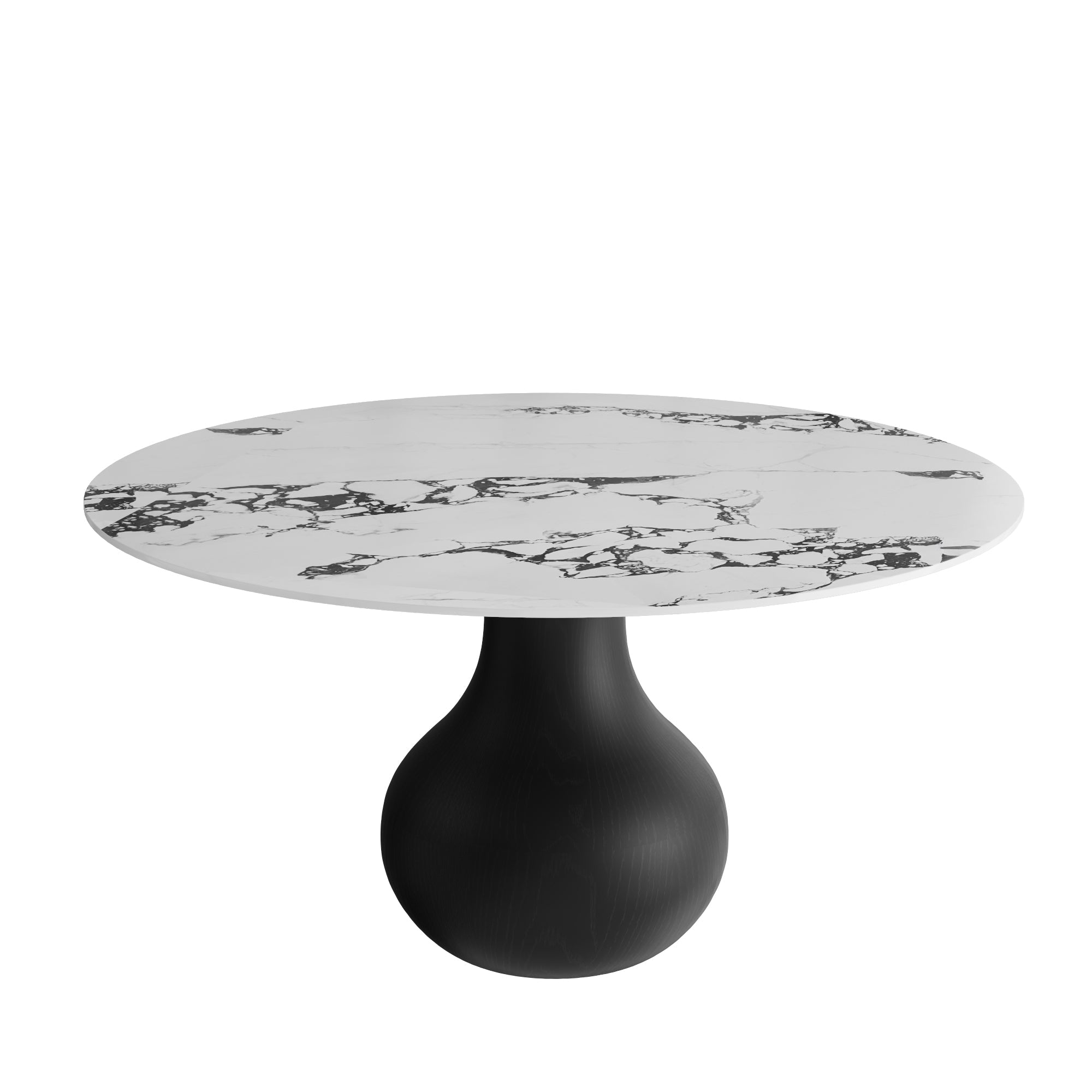 Chic Luxury Black Round Dining Kitchen 47' Table - White Black With Vase-shaped Solid Wood Pedestal For 4