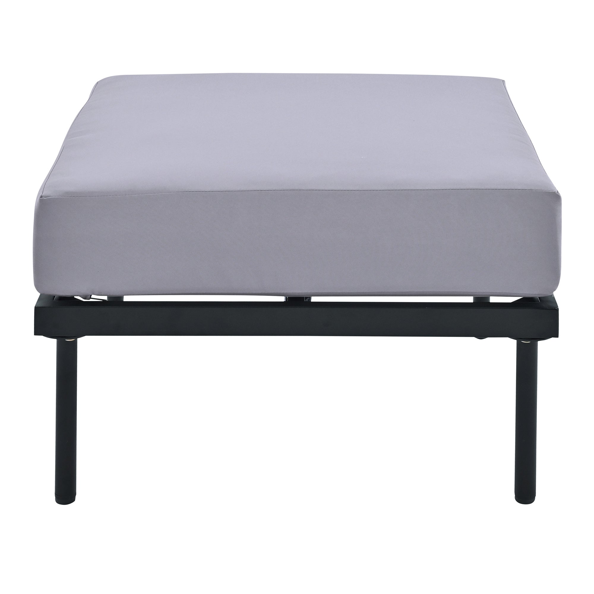 TREXM 8-Piece Patio Sectional Sofa Set with Tempered Glass Coffee Table and Wooden Coffee Table for Outdoor Oasis, Garden, Patio and Poolside (Light Grey Cushion + Black Steel)