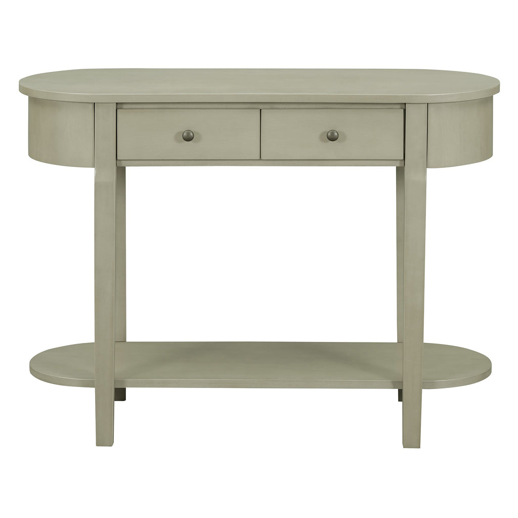 TREXM Elegant Retro Console Table with Curved Design and Smooth Glaze for Entryways, Living Rooms and hallways (Grey)