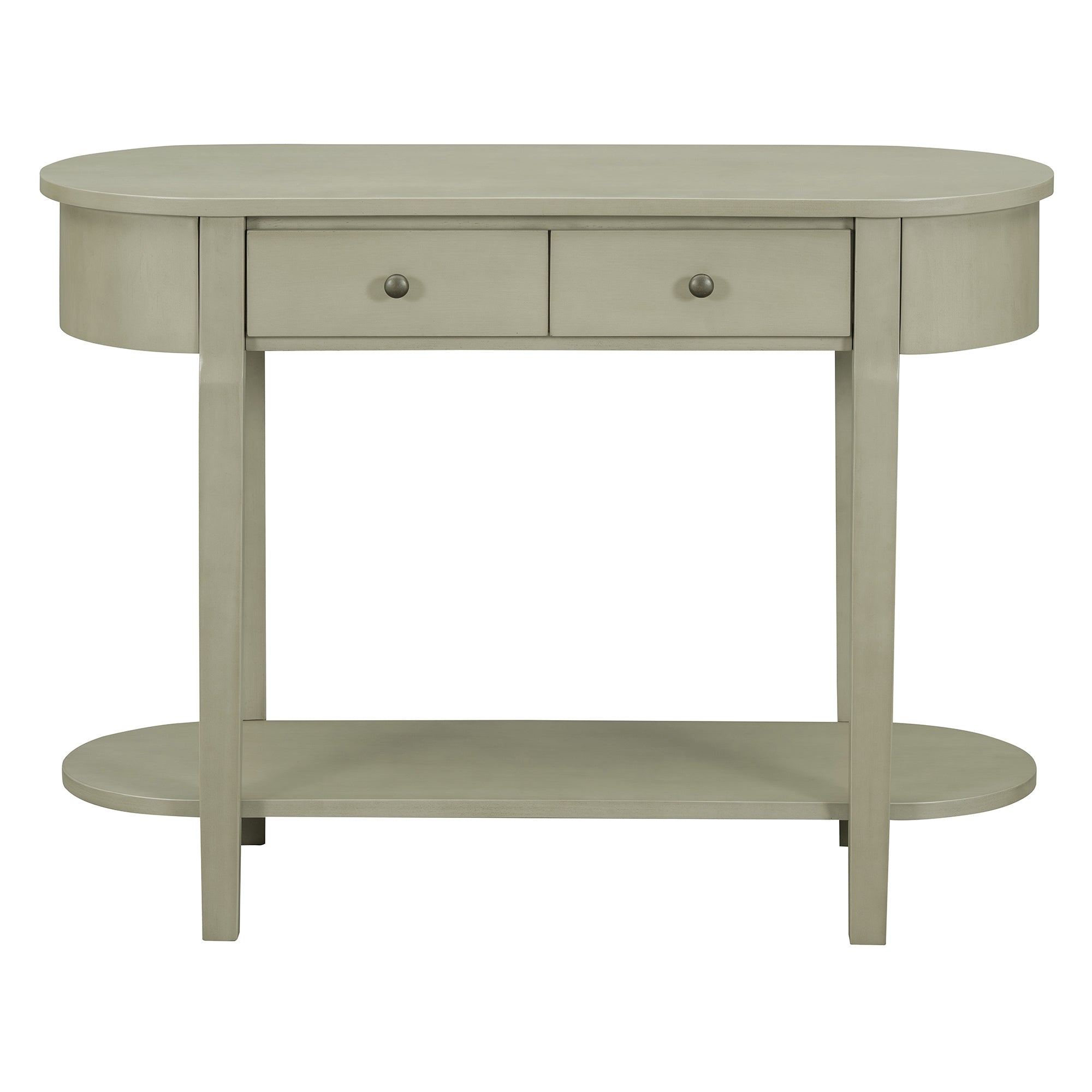 TREXM Elegant Retro Console Table with Curved Design and Smooth Glaze for Entryways, Living Rooms and hallways (Grey)