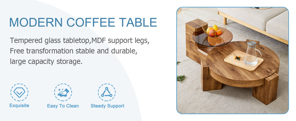 The detachable double-decker coffee table, the stylish design is more precious, and the detachable design can make the use of space more flexible and suitable for various scenes.