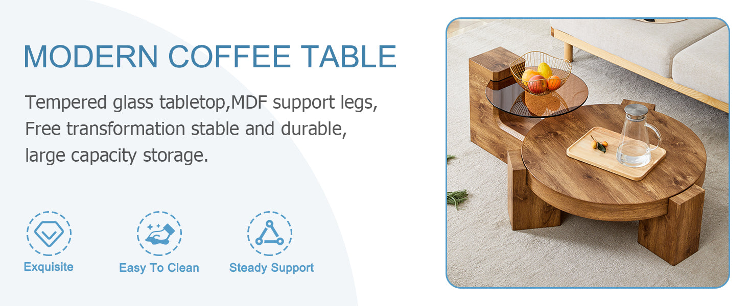 The detachable double-decker coffee table, the stylish design is more precious, and the detachable design can make the use of space more flexible and suitable for various scenes.