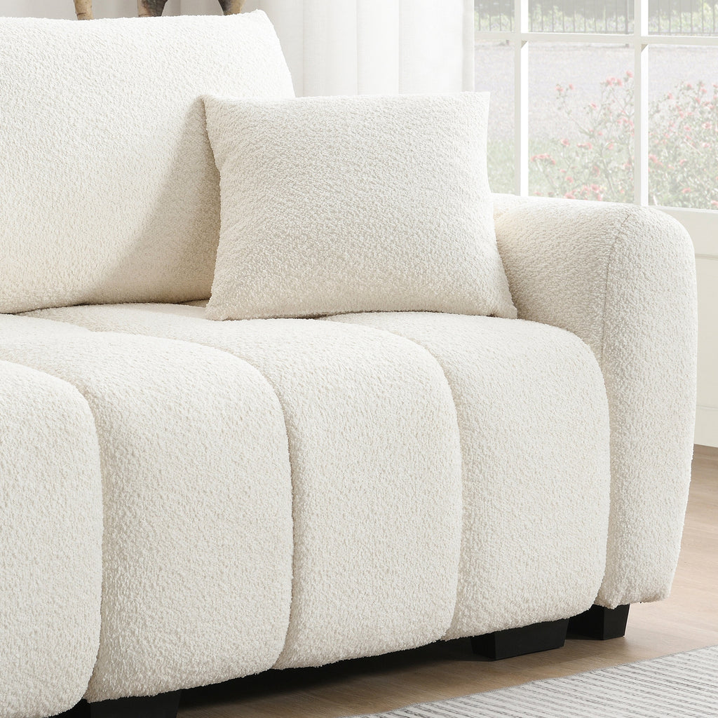 110' Modular Sectional Sofa, L Shape with Extra-large Seat, Pull-line Design, Movable Ottoman, High Density Foam, Free Combination, Sturdy Metal&Wood Frame, Boucle Fabric, 3 Colors