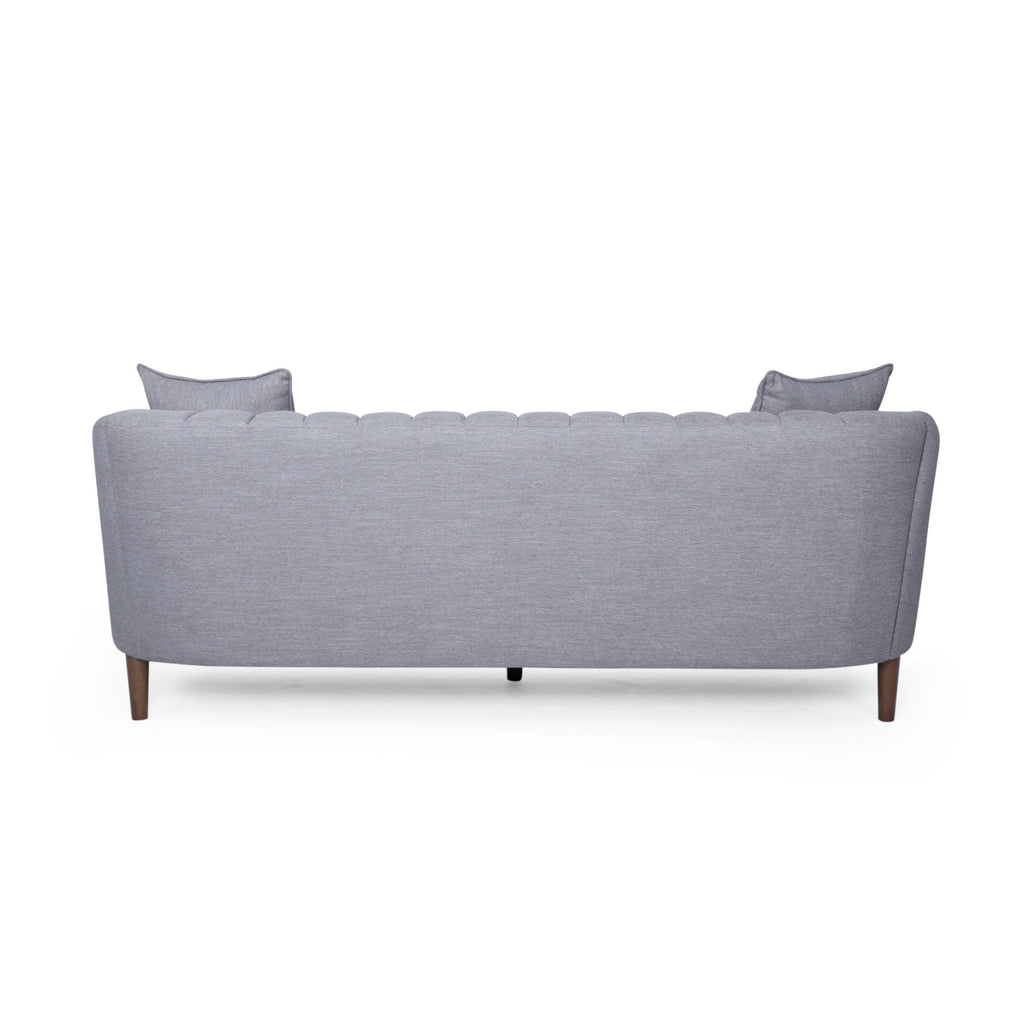 Contemporary 3-Seater Sofa with Plush Accents and Button Tufted Diamond Stitching in Grey Fabric