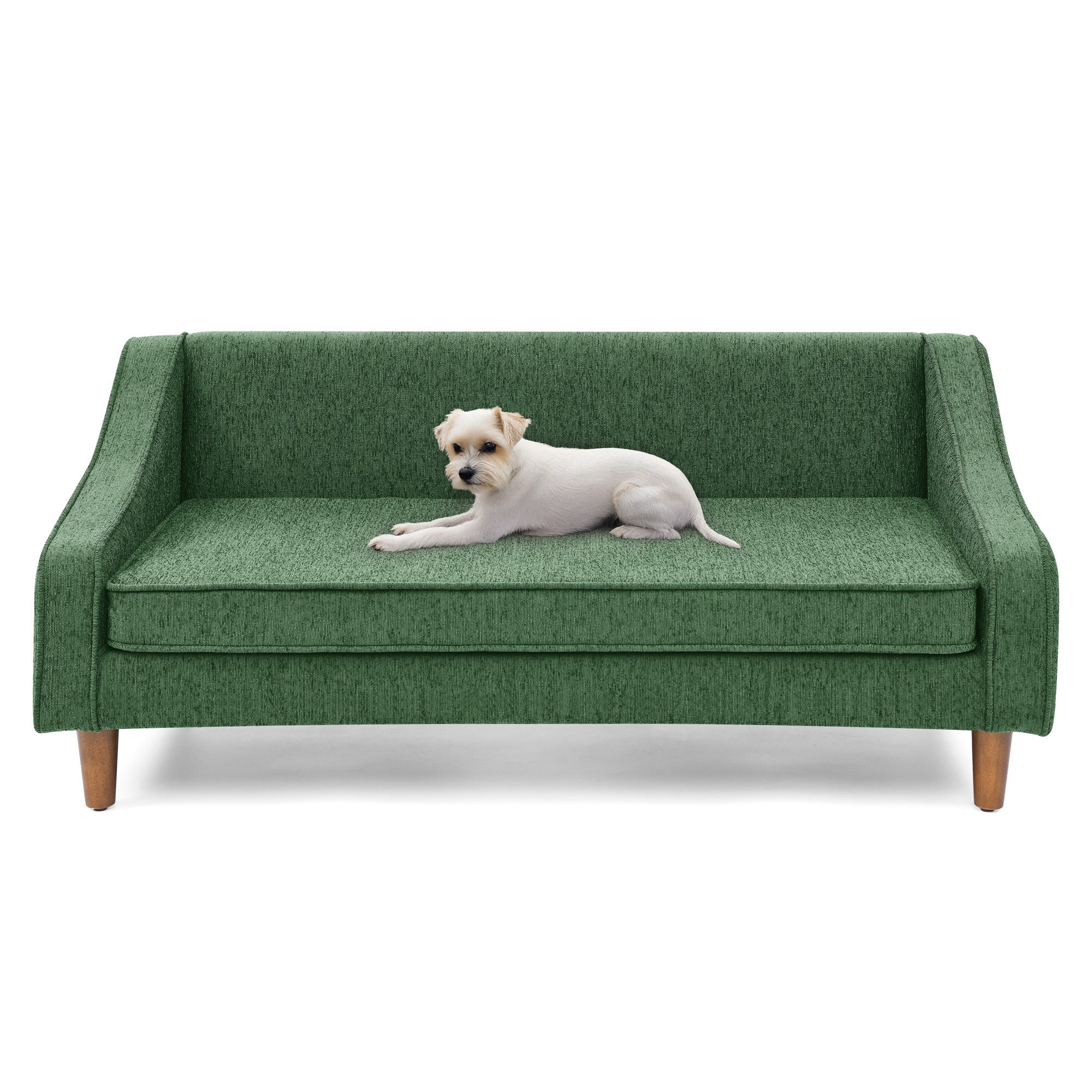 Durable Elevated Dog Sofa Bed,Pet sofa with modern irregular armrest design,Comfortable soft dog sofa-Green