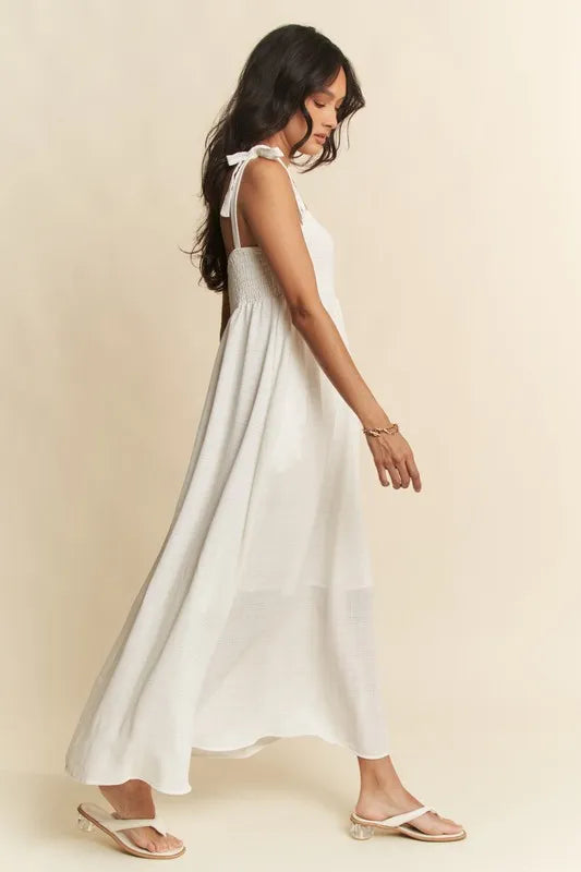 Davi & Dani Smocked Sleeveless Maxi Cami Dress