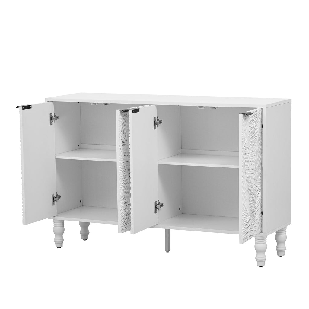 U-Can 47.2'' Modern TV Stand, Entertainment Center Media Console with 2 Spacious Storage Space, Solid Wood Legs and Anti-tip Device For Living room, Up to 43''