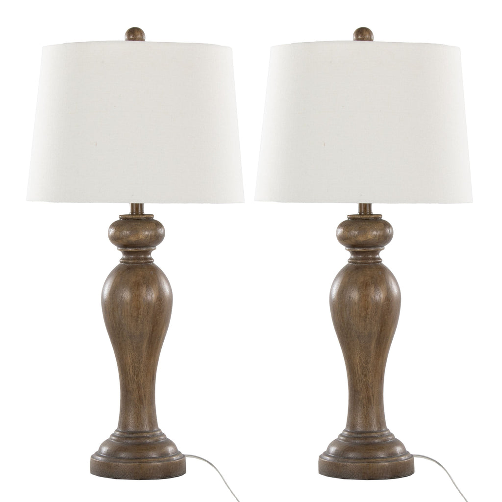 Peppa 31' Contemporary Polyresin Table Lamp in Opal Grey Polyresin with Off-White Linen Shade from Grandview Gallery by LumiSource - Set of 2