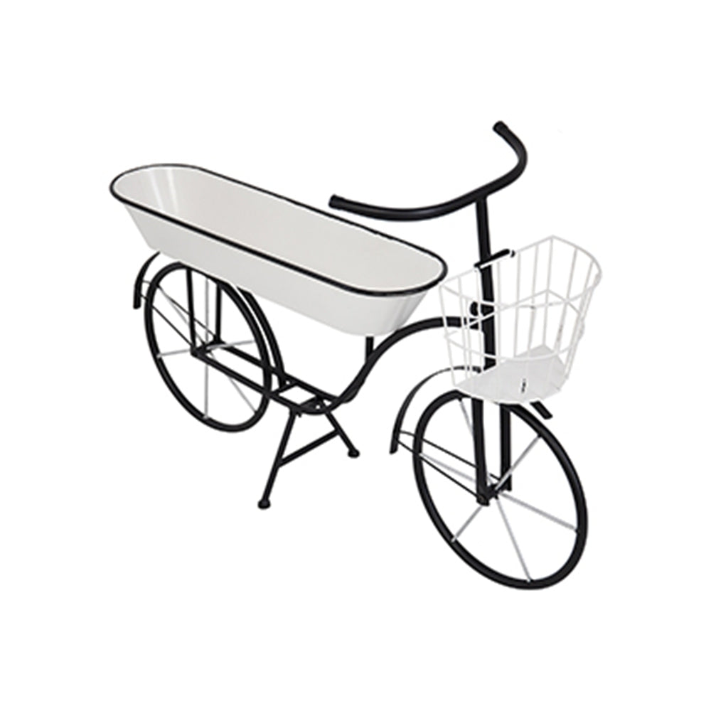 38.5x14.5x25.5' Black and White Bicycle Plant Stand Planter