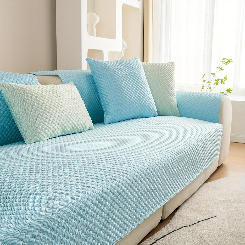 Breathable Ice Silk Light Gray Couch Cover - Cooling & Anti-Scratch