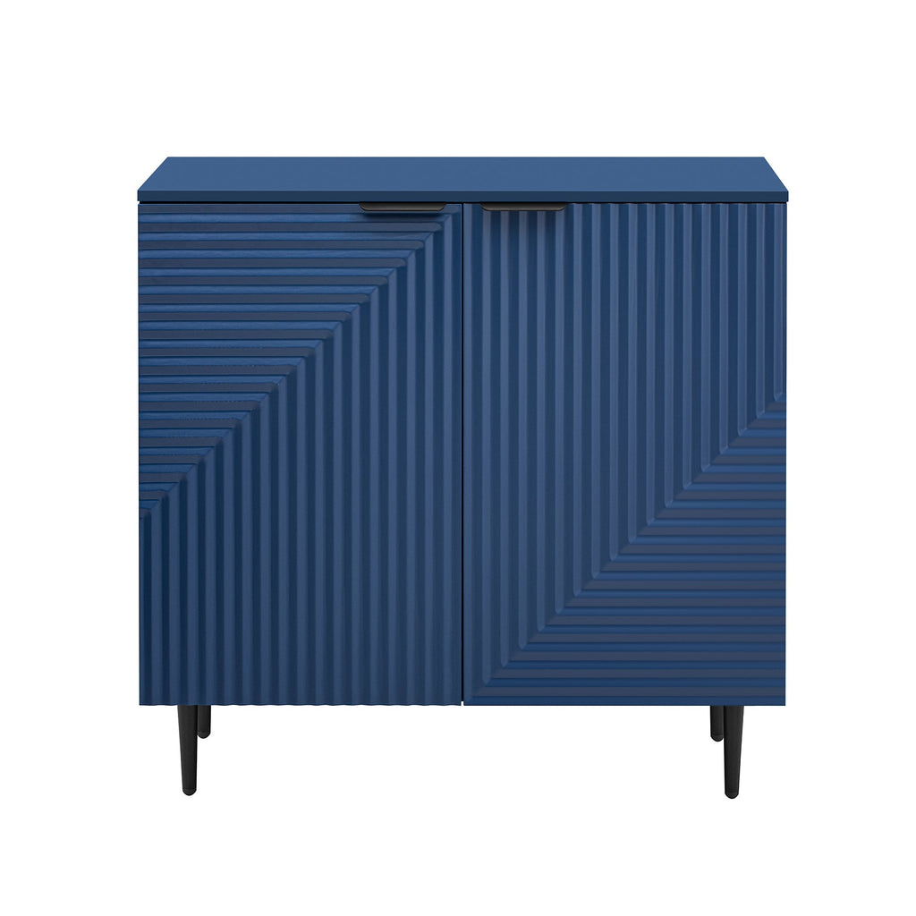 Mirod Set of 2 Modern Minimalist Side Cabinets,Versatile Storage Solution,Adjustable Shelves,Stylish Geometric Door Design,Perfect as TV Stand