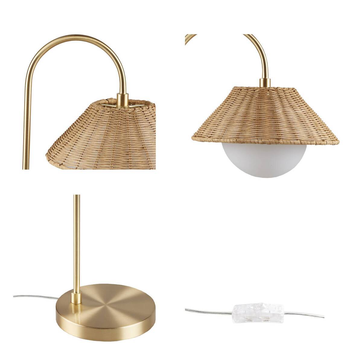 Rattan Weave Shade Table Lamp Gold/Natural See below