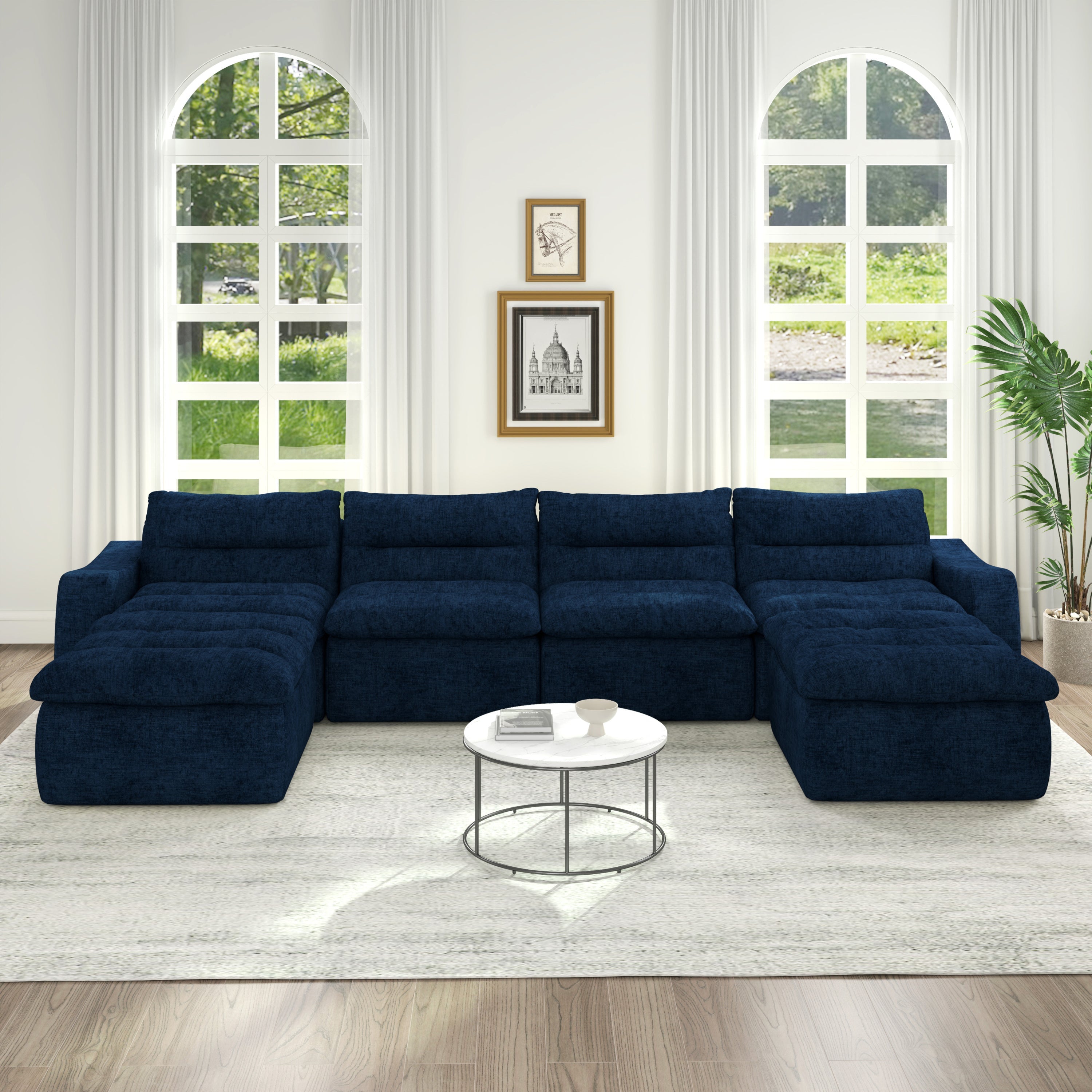 Compression combined sofa, modern lazy style combined sofa, comfortable beanbag sofa, can be combined at will, no need to assemble, suitable for living room-Blue