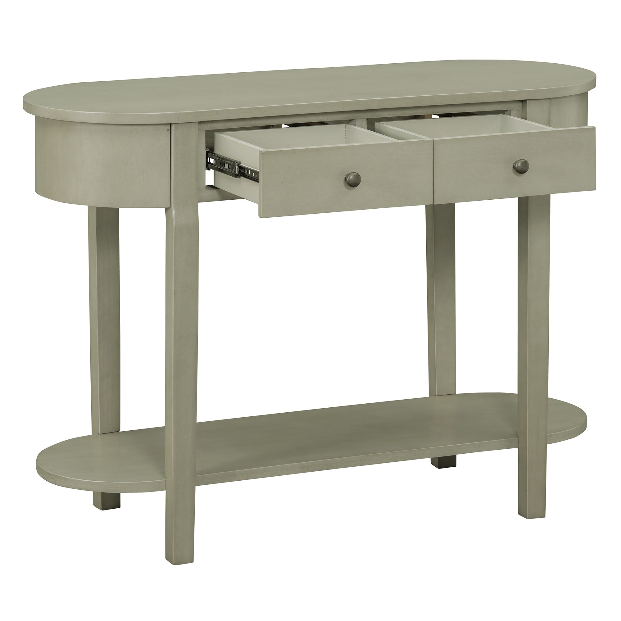 TREXM Elegant Retro Console Table with Curved Design and Smooth Glaze for Entryways, Living Rooms and hallways (Grey)
