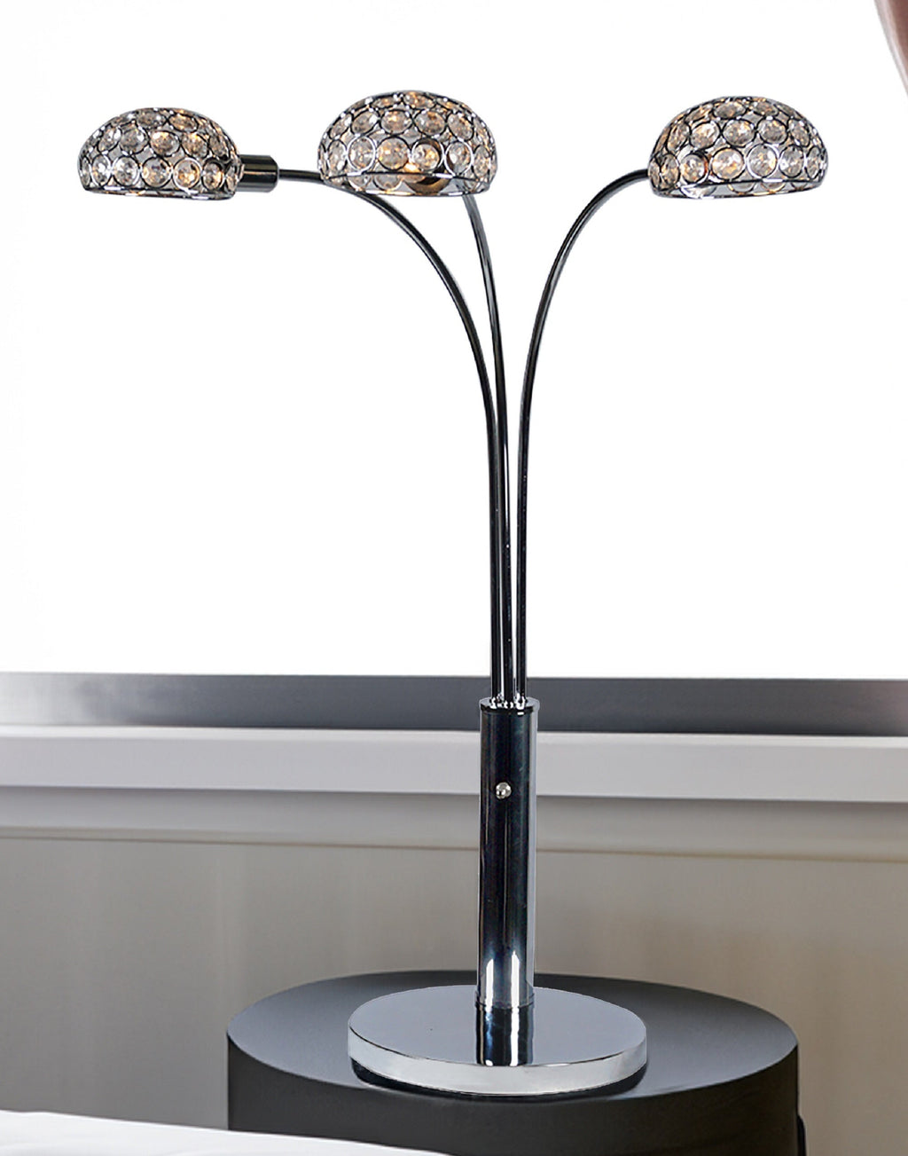 1pc Modern Design Classic Luxury Sleek Multi-head Table Lamp Half Moon Radiant Crystal-encrusted Sleek Metallic Stems Living Room
