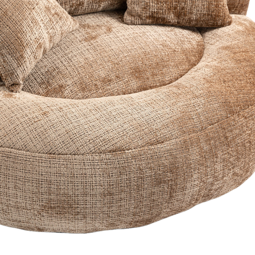 Lazy Sofa Durable Comfort Lounger High Back Bean Bag Chair with Three Pillows, Coffee Chenille, 42.52 inches