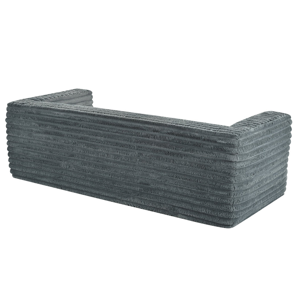89" Modern Corduroy Couch, 3 Seats Plush Sofa with Squared Arm,Luxury Comfy Seat Super Soft Couches for Living Room,Small Space,Office,Apartment,No Assembly Required