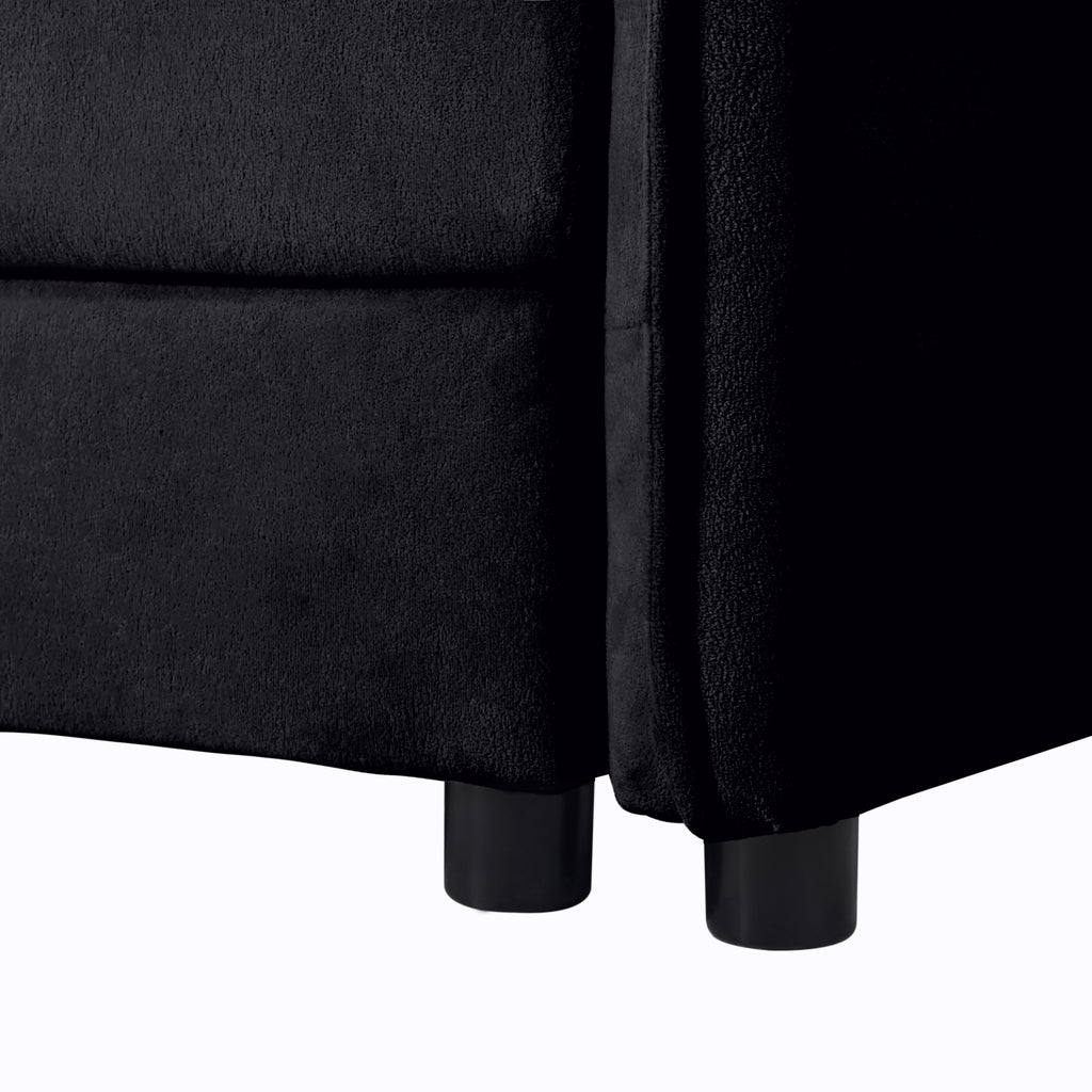 Oversized Deep Seat Sectional Cloud Sofa Sleeper with 3 Ottomans & Soft Pillows, Modular Couch Bed for Living Room, Apartment, DIY Combination Chenille,Black