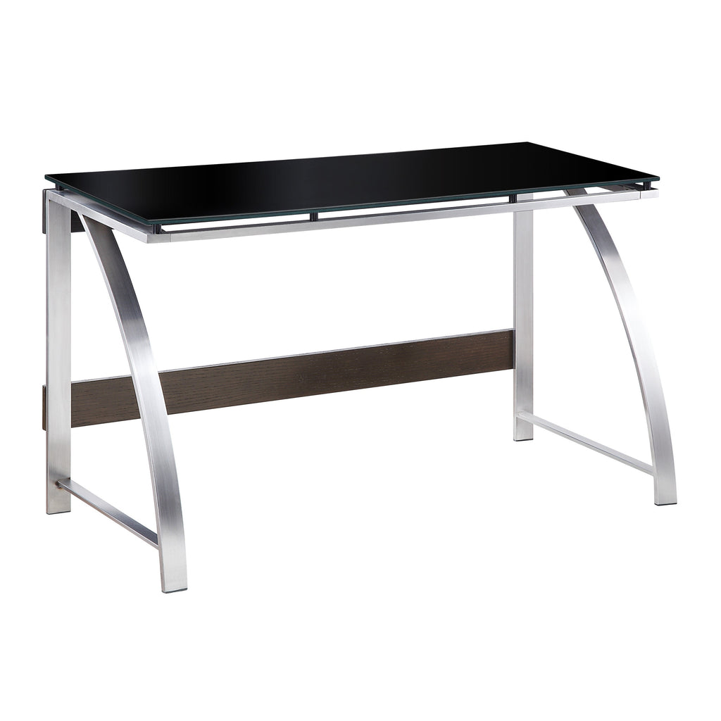 Modern Design Writing Desk Glass Top Stainless Steel Frame Furniture 1pc