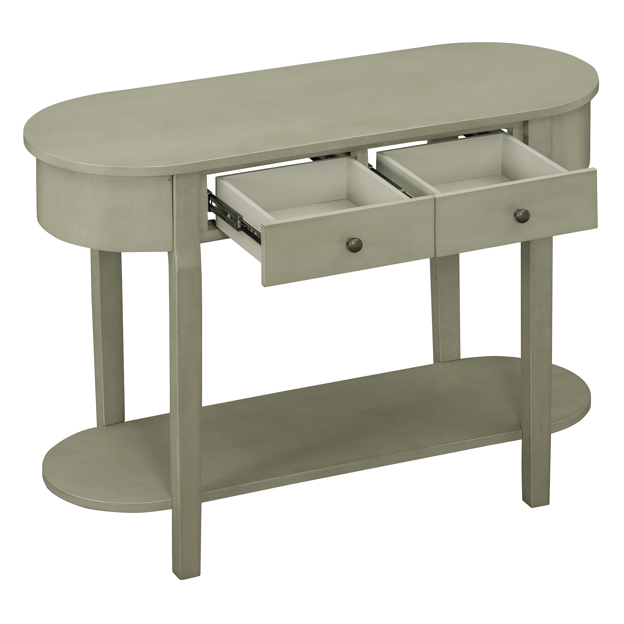 TREXM Elegant Retro Console Table with Curved Design and Smooth Glaze for Entryways, Living Rooms and hallways (Grey)