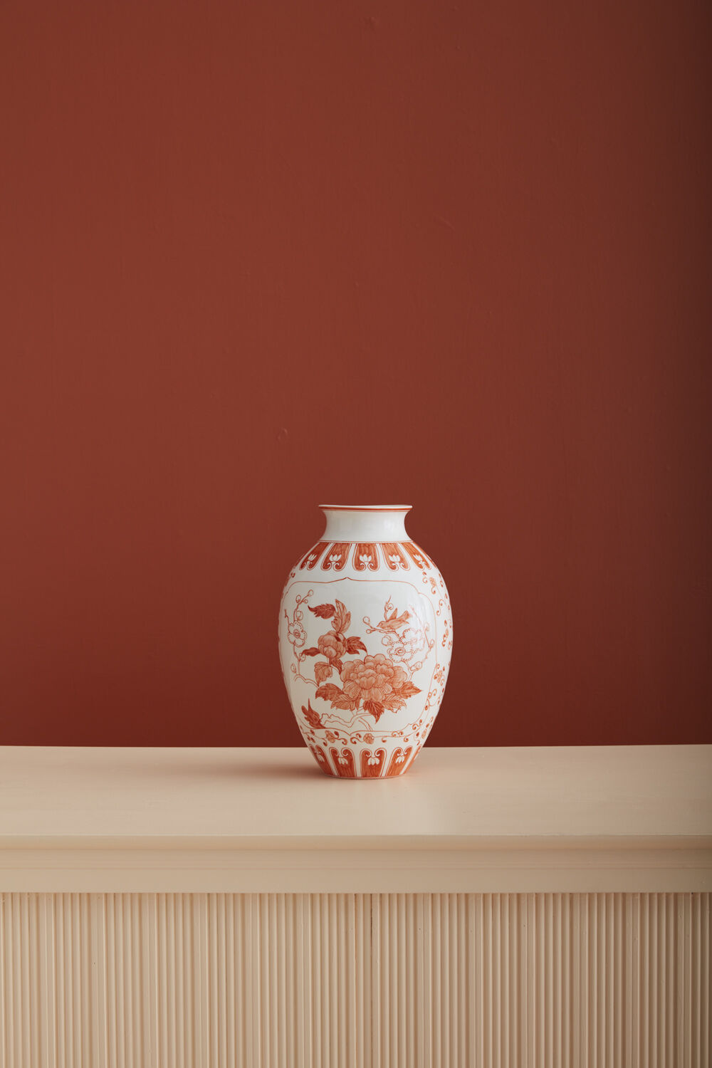 Coral Chinoiserie Vase