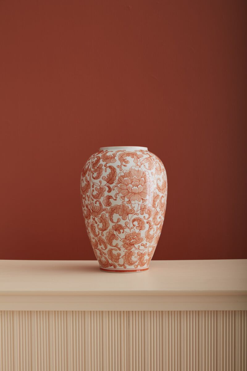 Coral Chinoiserie Vase