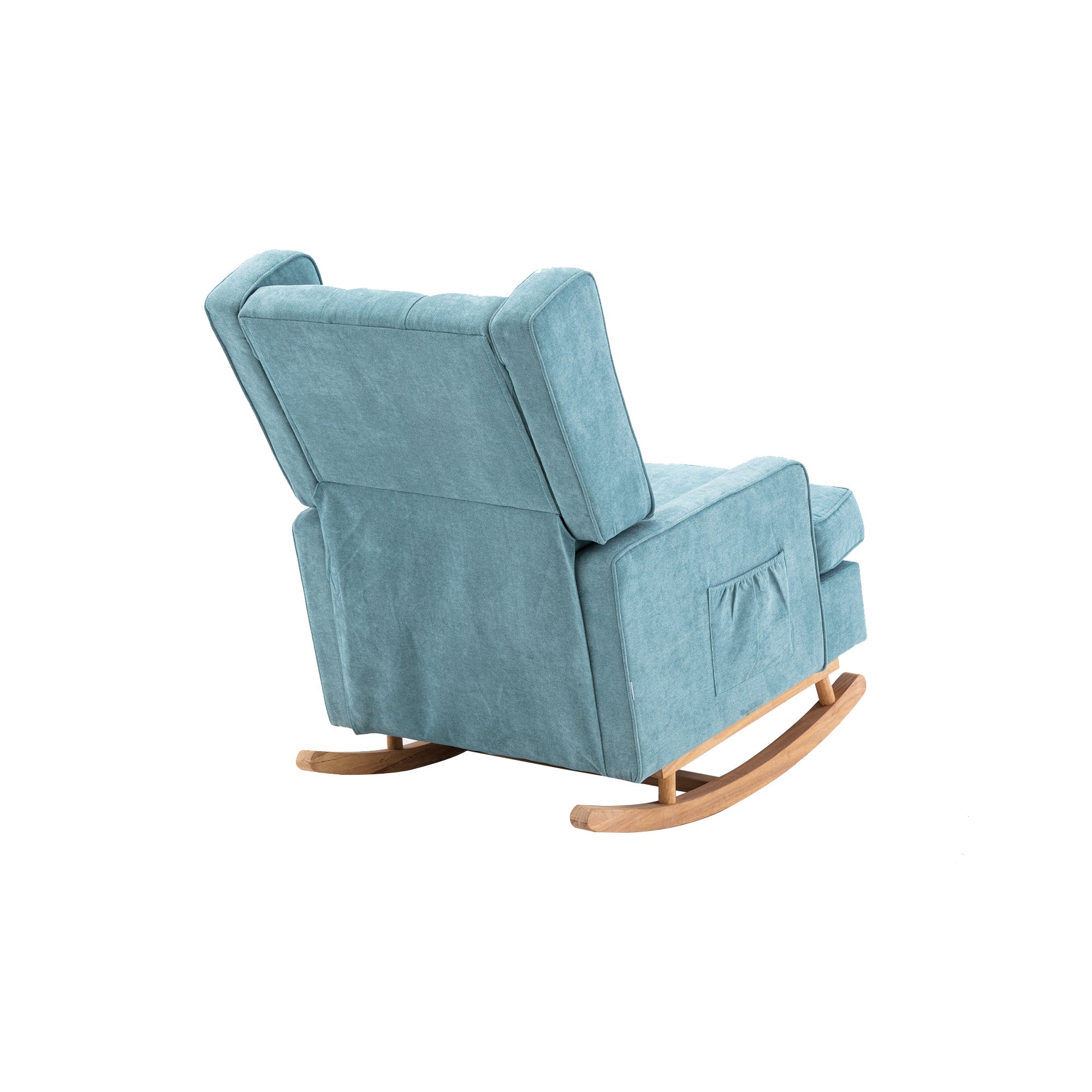 COOLMORE Nursery Rocking Chair Upholstered Mid Century Modern Rocker Oversized Armchair for Living Room with Solid Wood Base (Mint Green)