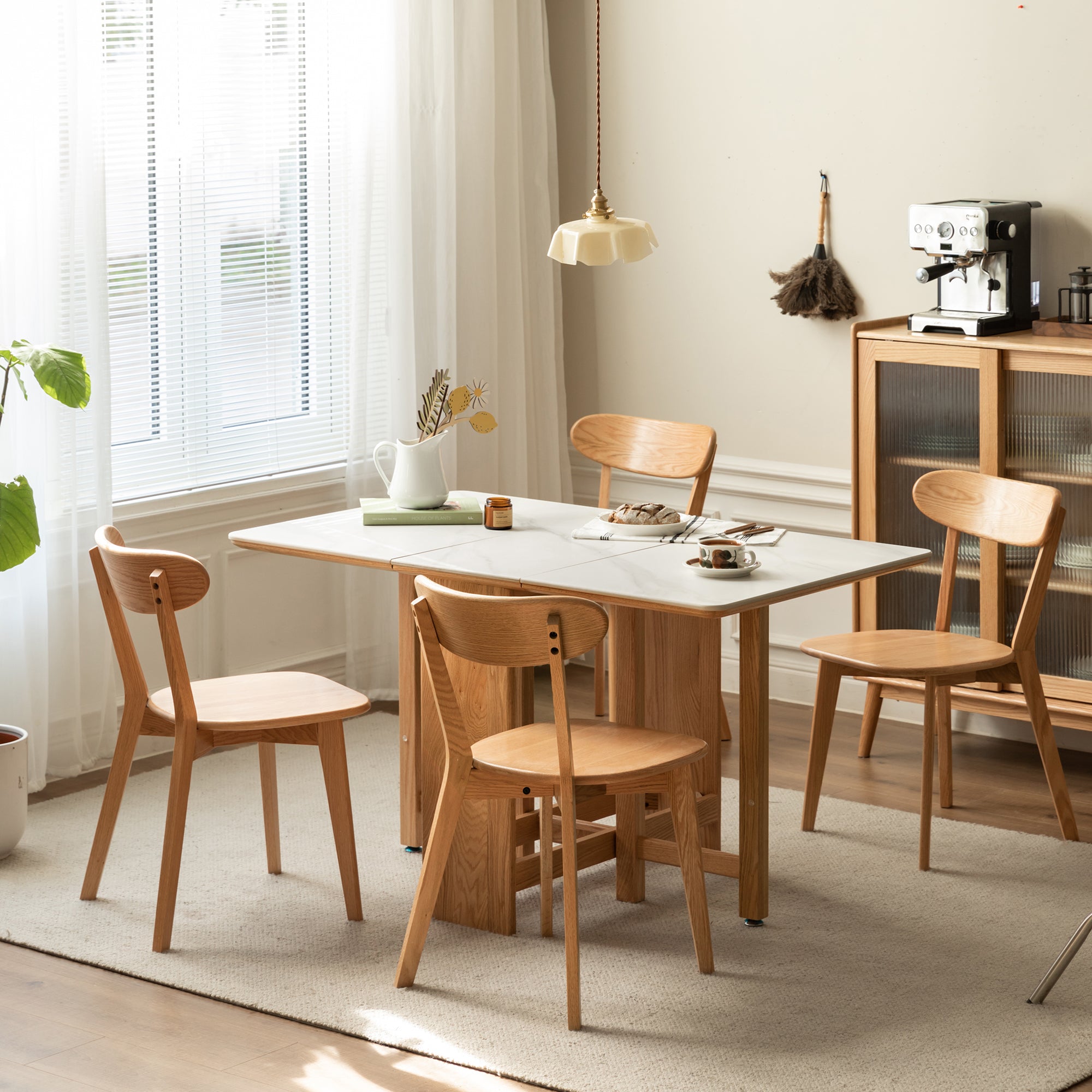 Natural Oak Dining Chair Set of 2 - Solid Wood, FAS Grade, 46.5 * 54 * 80cm