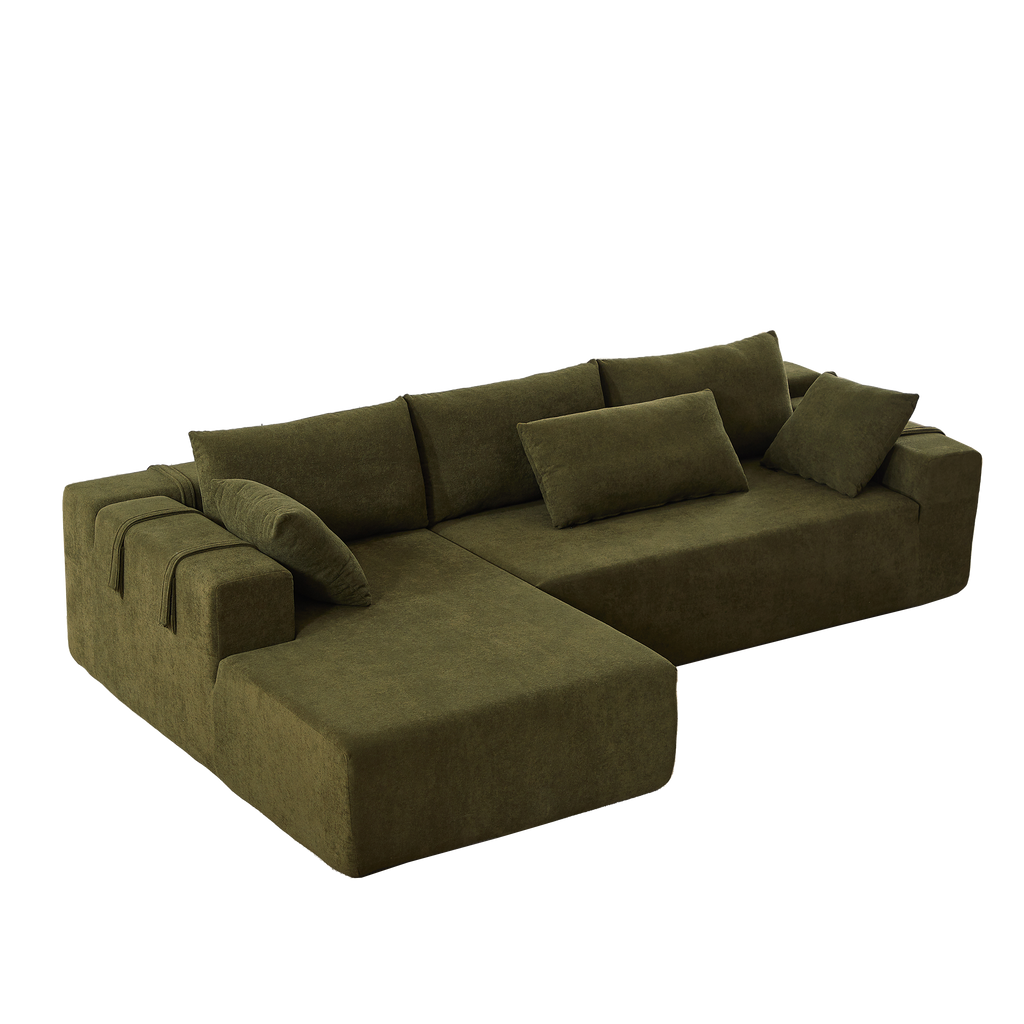 Modern Chenille Upholstered Sectional Sofa Couch Set,Modular 108' L Shaped Sectional Living Room Sofa Set With 6 Pillows,Free Combination Sofa Couch for Living Room,Bedroom(Left Chaise)