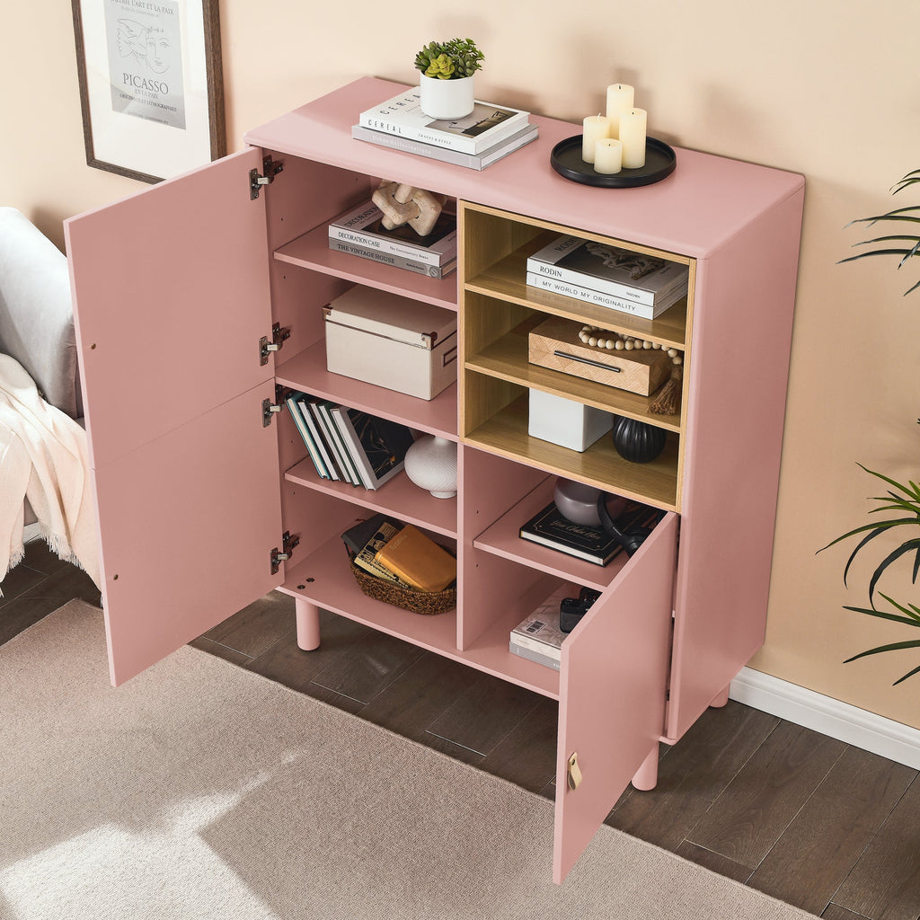 Storage cabinet with door, multifunctional storage cabinet, modern sideboard cabinet, wooden storage cabinet, leather handle drawer cabinet, home storage cabinet, office cabinet