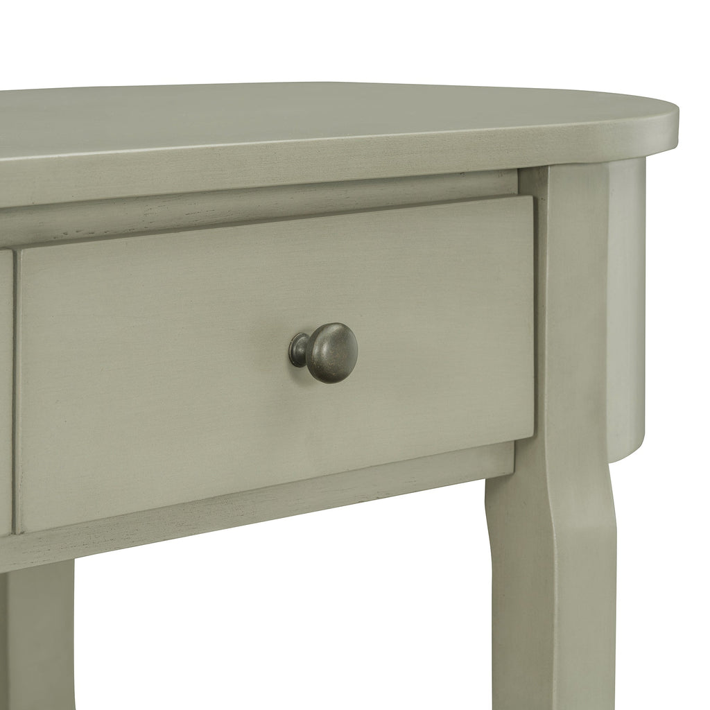 TREXM Elegant Retro Console Table with Curved Design and Smooth Glaze for Entryways, Living Rooms and hallways (Grey)
