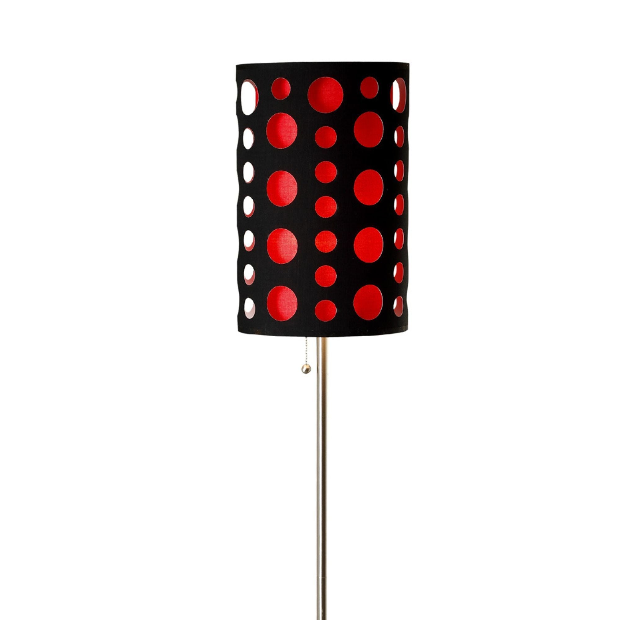 66' Tall Metal Floor Lamp, Retro design with Black and Red Shade