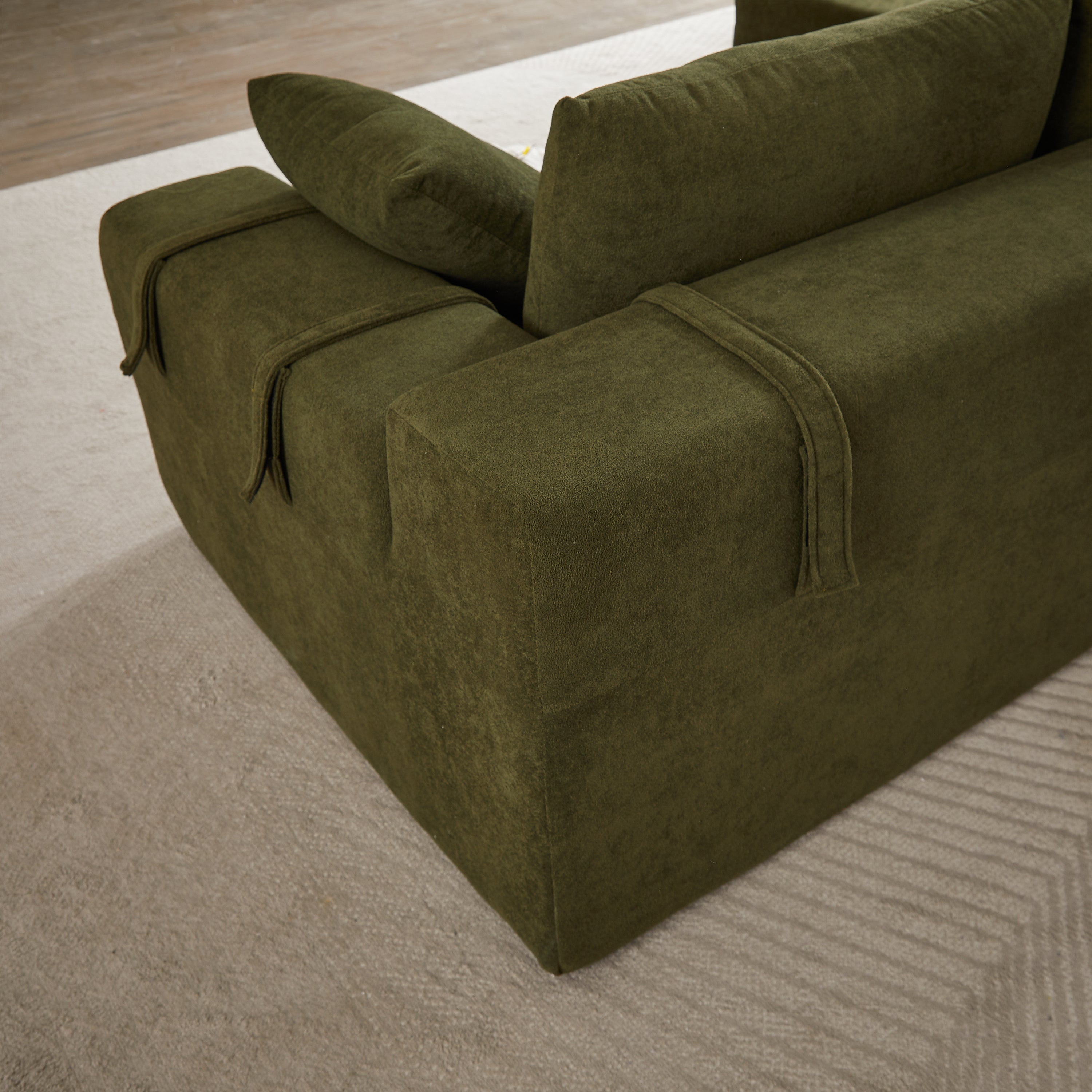 Modern Chenille Upholstered Sectional Sofa Couch Set,Modular 108' L Shaped Sectional Living Room Sofa Set With 6 Pillows,Free Combination Sofa Couch for Living Room,Bedroom(Left Chaise)