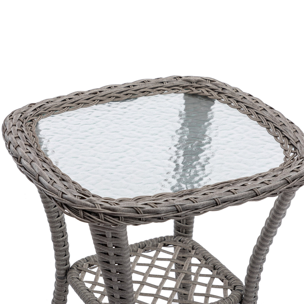 3 Pieces Outdoor Swivel Rocker Patio Chairs, 360 Degree Rocking Patio Conversation Set with Thickened Cushions and Glass Coffee Table for Backyard, Blue