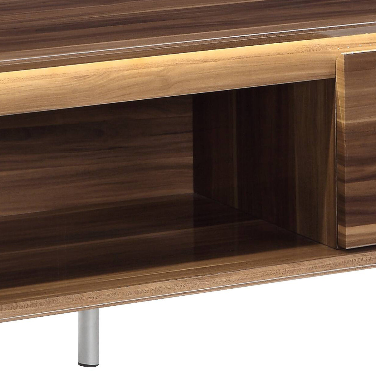 Raceloma Walnut & Chrome Finish TV Stand (w/ LED)