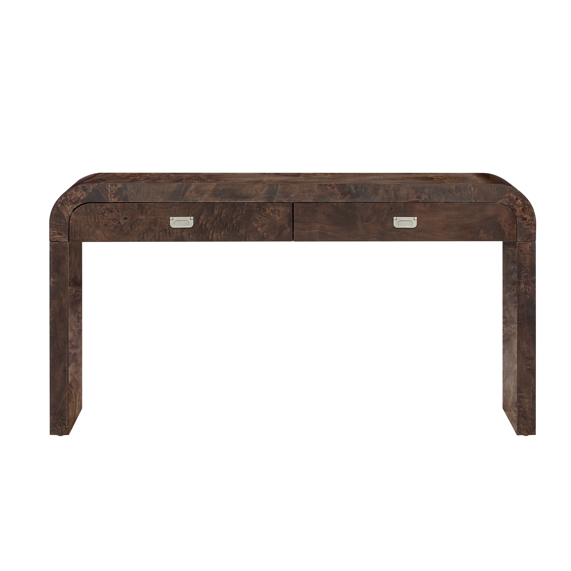 U_STYLE 60''Wooden Entryway Table with Burl Veneer, Console Table with 2 Large Drawers and Metal Handles,Multi-Functional Sofa Table with 2 Sturdy Legs,Suitable for Living Room, Foyer,Hallway, Office