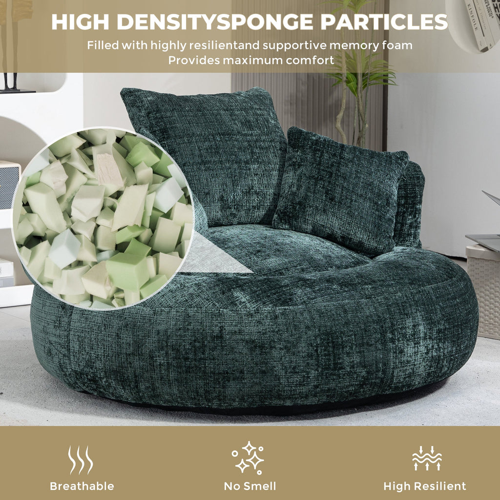 Emerald Chenille High Back Bean Bag Chair Couch with Three Pillows, Indoor & Outdoor, Single Gaming Sofa for Bedroom and Office