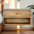 Solid Wood Floating Curve Open Slot, 1-Drawer, Nightstand, Oak