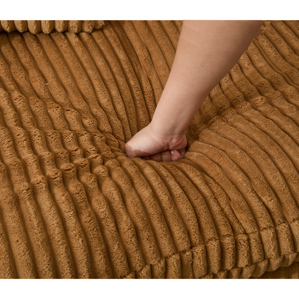 127''  Large Sectional Sofa ,Elegant Curved Design ,High-Resilience Foam ,Ten Back Cushions,L-Shape Left Sofa,No Assembly  Required , (Brown-Soft Corduroy Fabric)