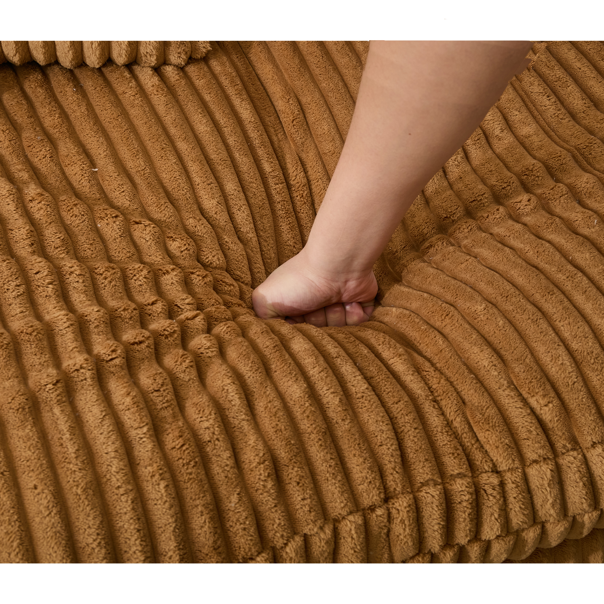 127''  Large Sectional Sofa ,Elegant Curved Design ,High-Resilience Foam ,Ten Back Cushions,L-Shape Left Sofa,No Assembly  Required , (Brown-Soft Corduroy Fabric)