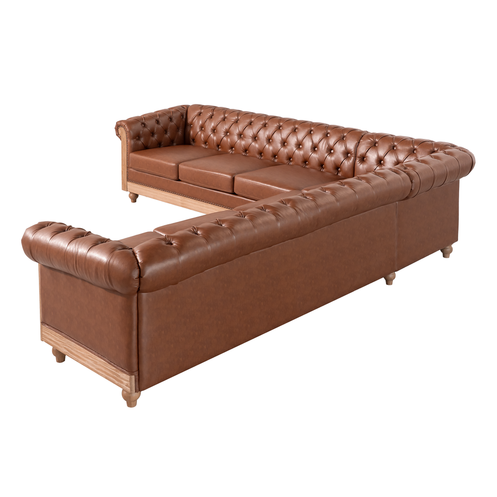 Mirod Comfy Large Sectional Sofa with Wooden Legs, Retro Style for Living Room