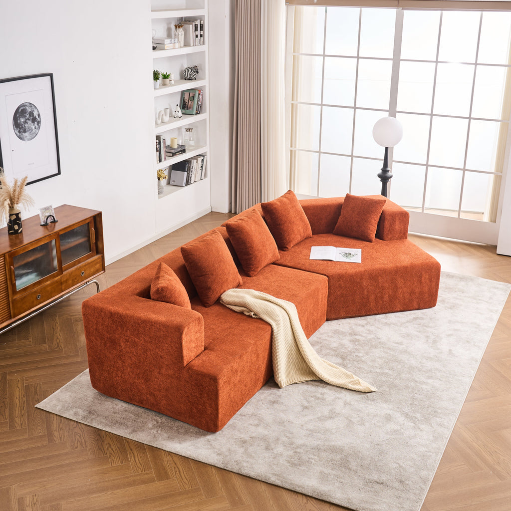 Memory Foam Couch, No Installation & Easy to Transport, Deep Seat Modern Sofa with Chenille Fabric, Couch for Living Room, Bedroom, Apartment, Home Office