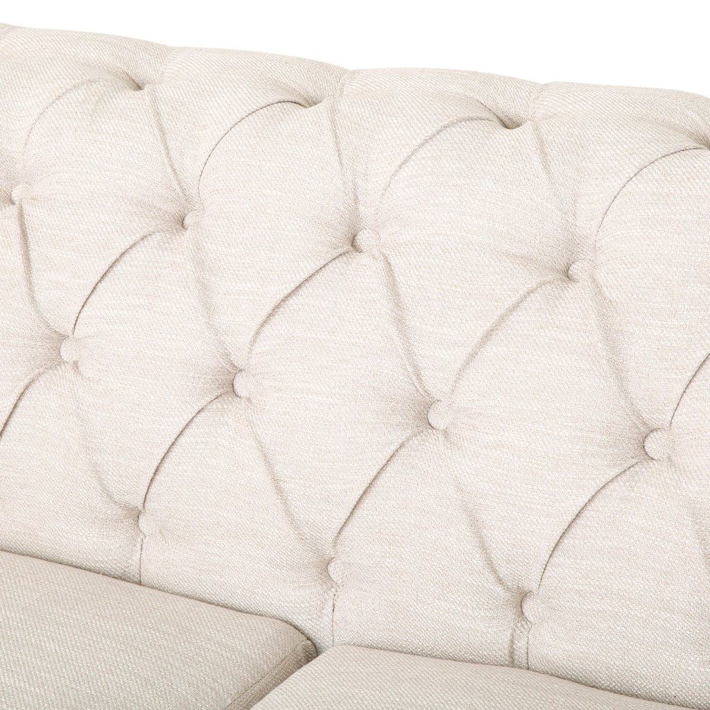 Mirod Retro Style Comfy 3-Seat Sofa with Wooden Legs, Beige Polyester, 78.75'' Wide