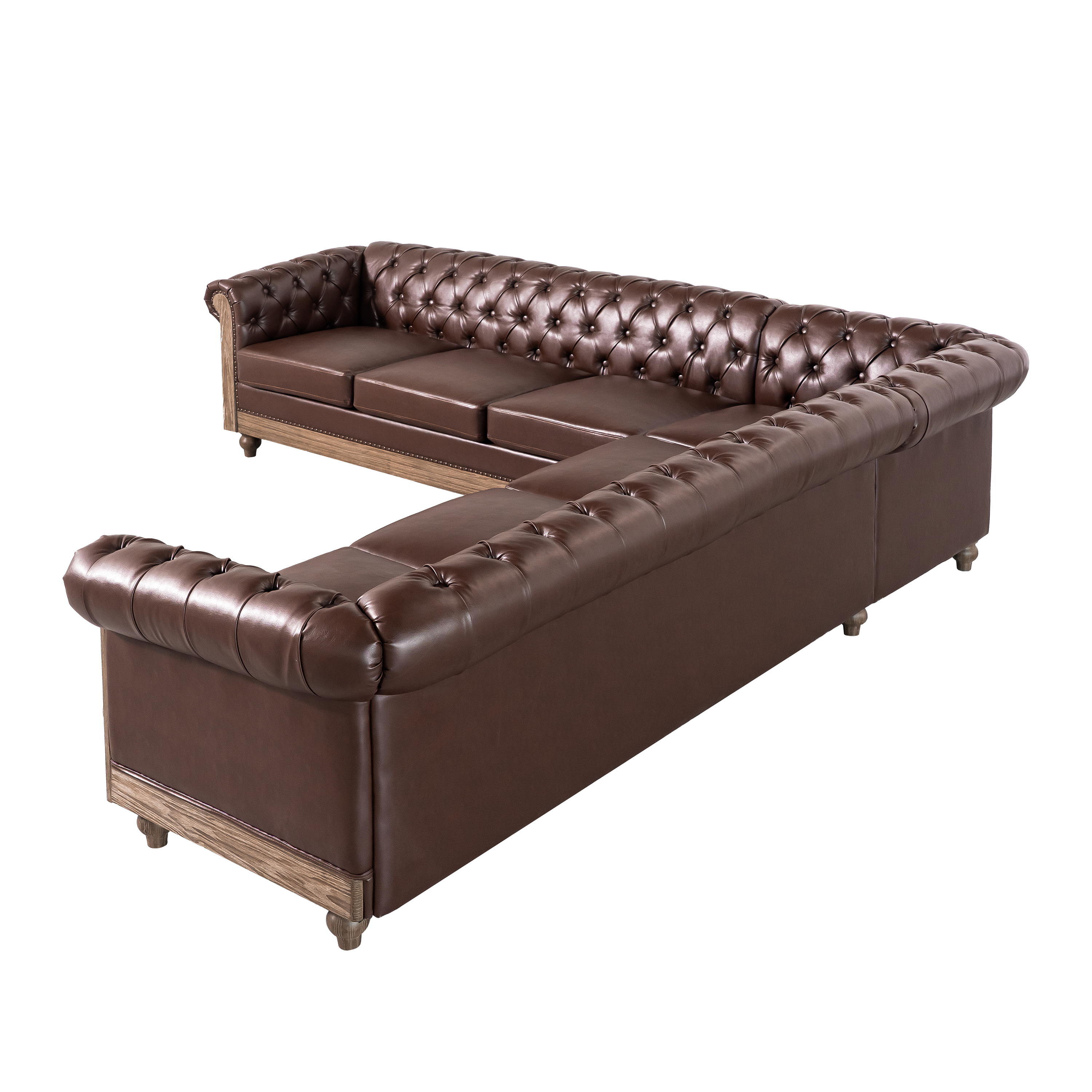 Mirod Comfy Large Sectional Sofa with Wooden Legs, Retro Style for Living Room