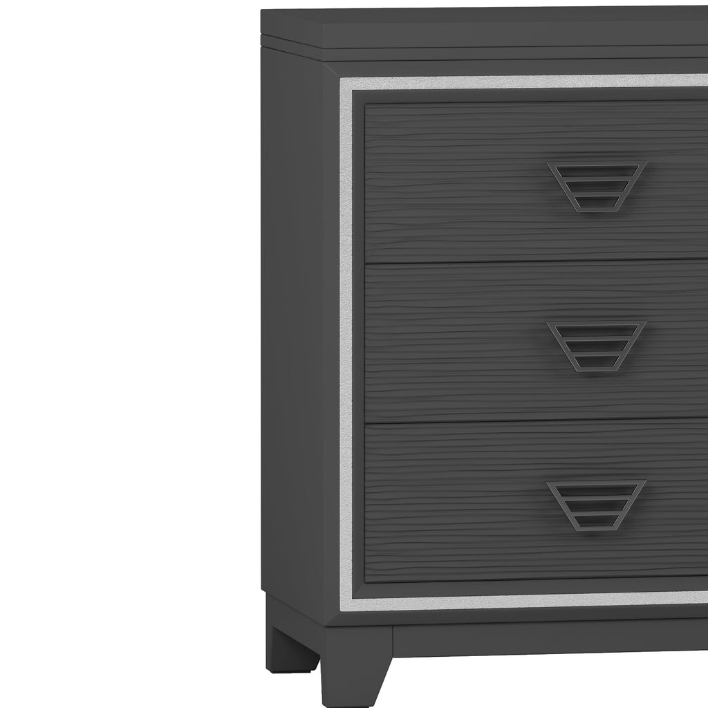 Elegant Dresser with Metal Handle and Sparkling Shiny Decoration, Storage Cabinet with 6 Drawers for Bedroom, Living Room, Black