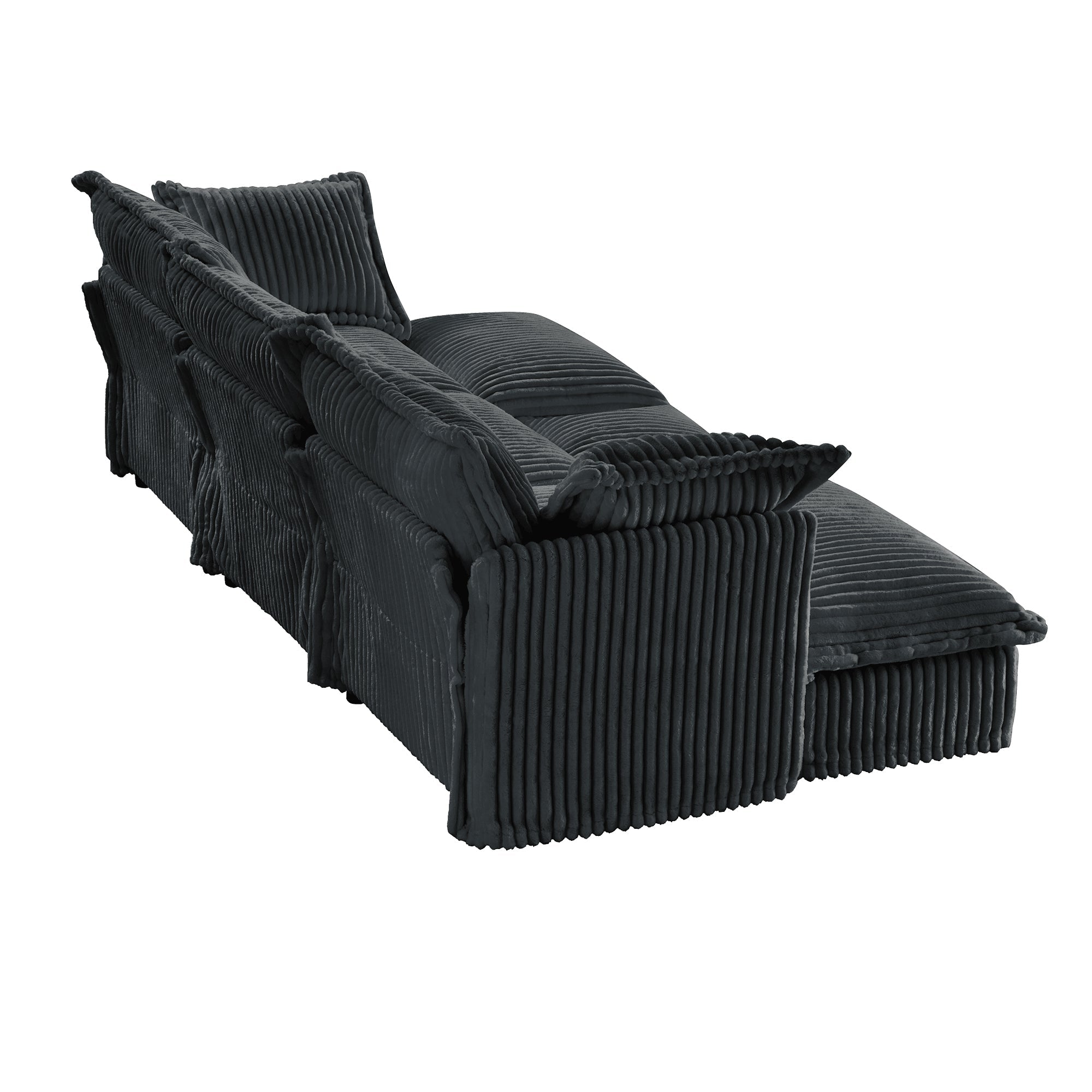 Living Room Sofa Slipcovered Sofa 3 Seater Sofa With 3 Ottomans, Oversized 3-Seat Sleeper Sofa Bed Home Theater Sofa, Corduroy, Gray